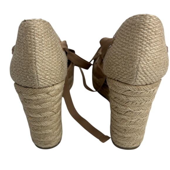 INC International Concepts Merryy Espadrille Wedges Size 8.5 Dark Almond Tan EUC - Picture 11 of 14